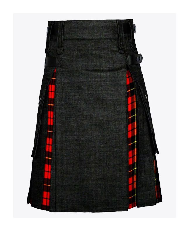 Denim & Tartan Hybrid Kilt for Men