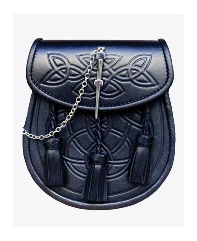 Embossed Leather Kilt Sporran with Pin Lock