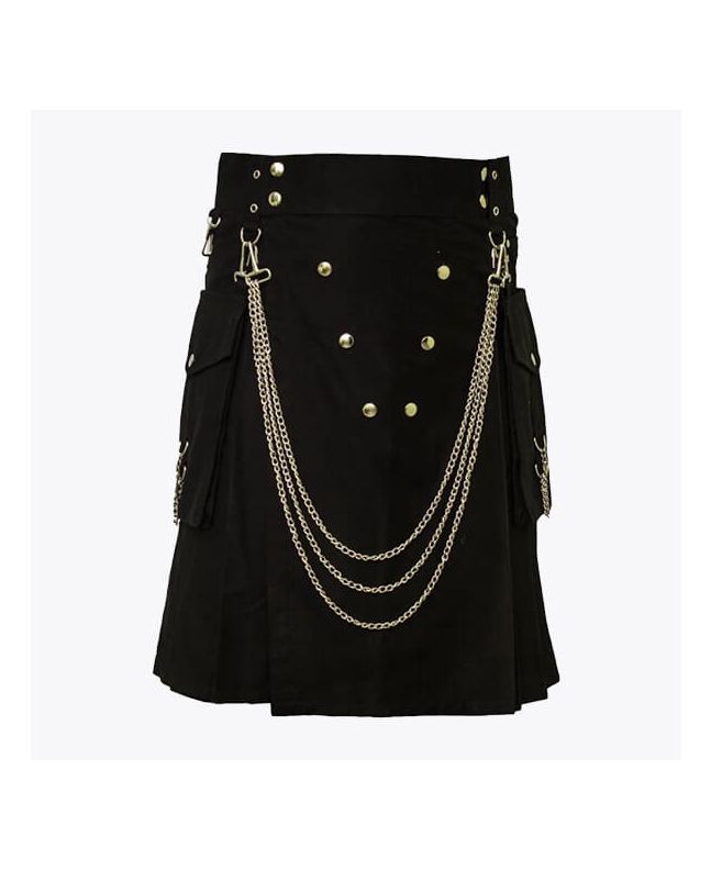 Famous Cargo Utility Kilt With Golden Chains