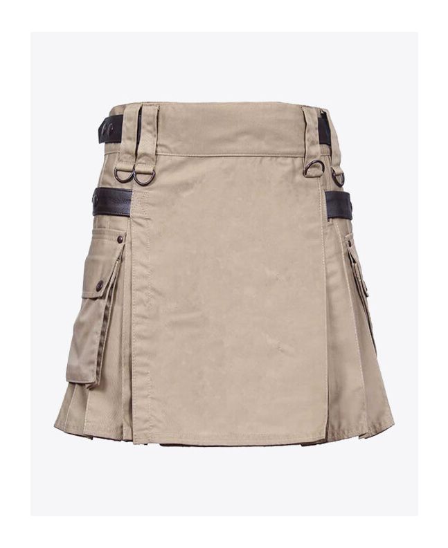 Khaki utility kilt for women