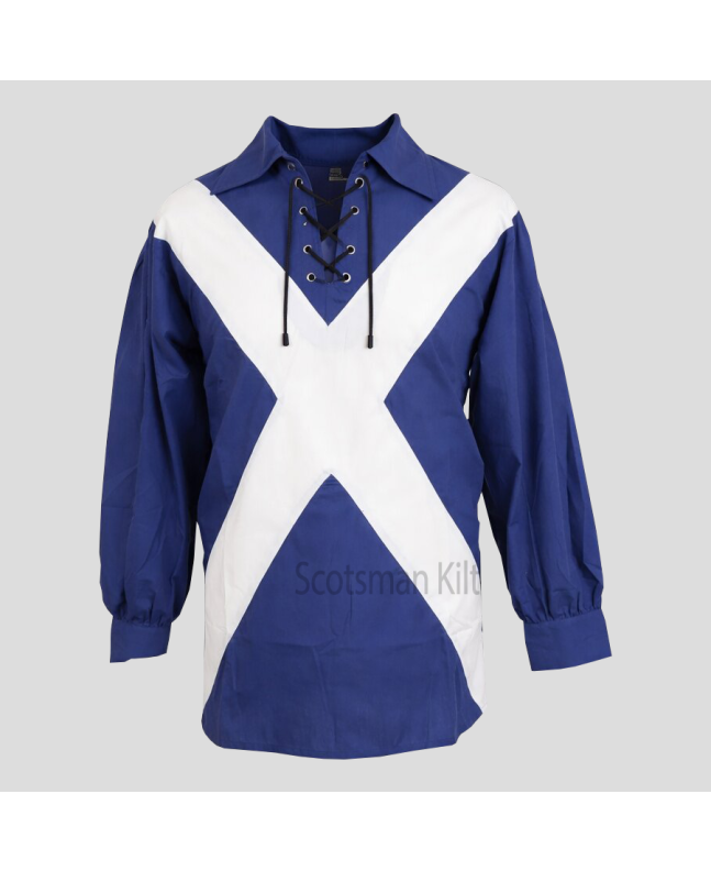 Saltire Flag Jacobite Ghillie Kilt Shirt