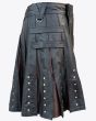 Black and Brown Genuine leather Kilt for Men side