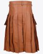 Brown Leather Kilt for Men with Pockets back