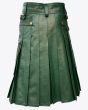 Green Leather Kilt for Men Back