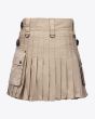 Khaki utility kilt for women back