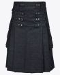 Voguish Black Denim Kilt for Men