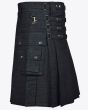 Voguish Black Denim Kilt for Men side