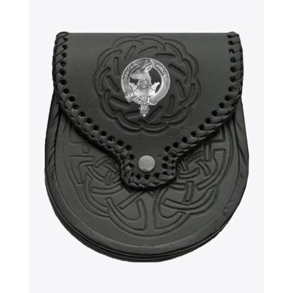 Clan Crest Badge Leather Sporran