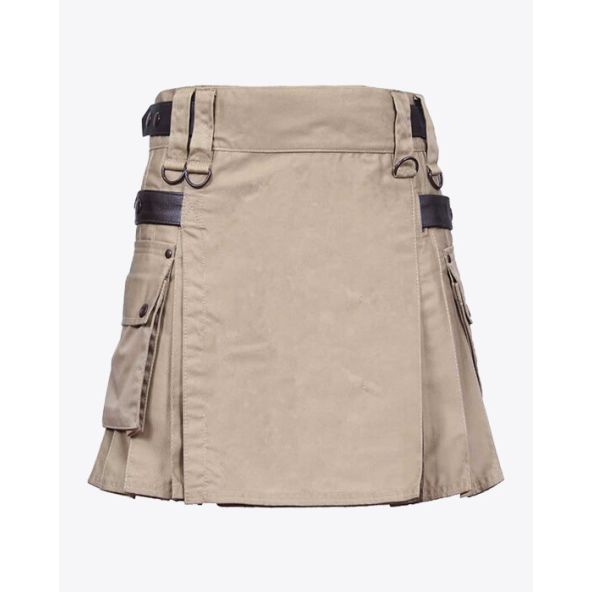 Khaki utility kilt for women