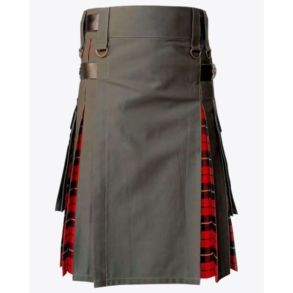 Olive Green Hybrid kilt for Men