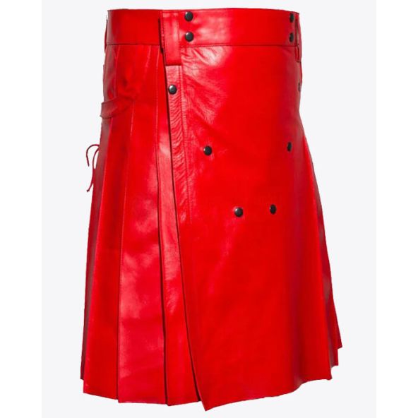 Red Leather kilt for Men