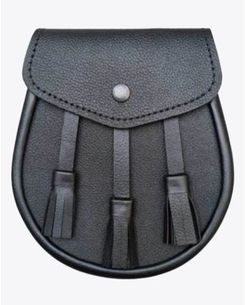 3 Tassel Black Leather Sporran