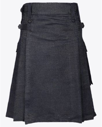 Black Denim Kilt for Men