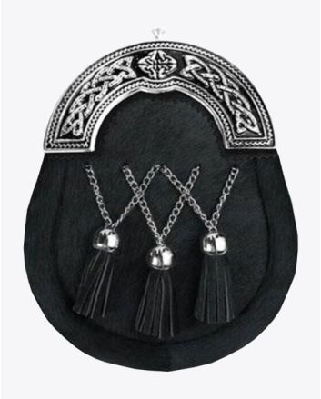 Black enamel crossed tassels full dress sporran