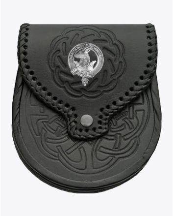 Clan Crest Badge Leather Sporran
