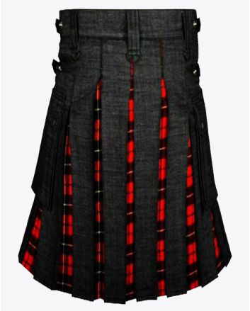 Denim & Tartan Hybrid Kilt for Men