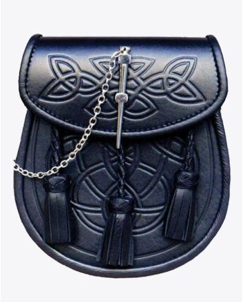 Embossed Leather Kilt Sporran with Pin Lock