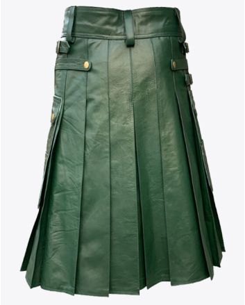 Green Leather Kilt for Men