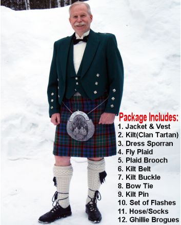 Green Prince Charlie Mens Kilt Outfit