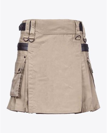 Khaki utility kilt for women