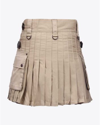 Khaki utility kilt for women