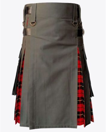Olive Green Hybrid kilt for Men