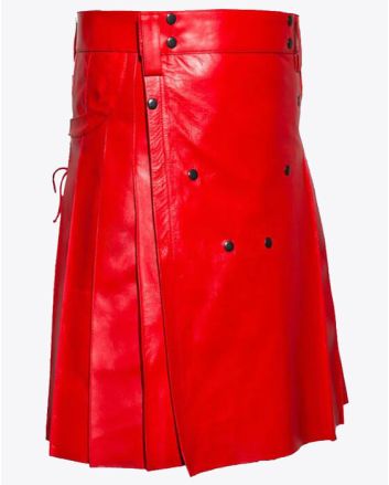Red Leather kilt for Men