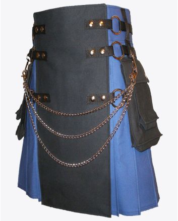 Royal Blue Utility Kilt Black Interchangeable Front