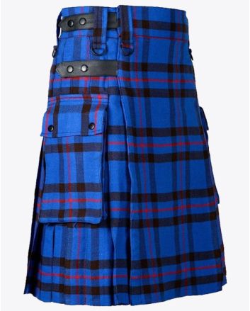 Tartan Utility kilt for men - Leather Straps - Cargo Pockets